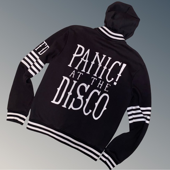 Panic! At The Disco Black and White Varsity Button Up Hoodie - Picture 2 of 4